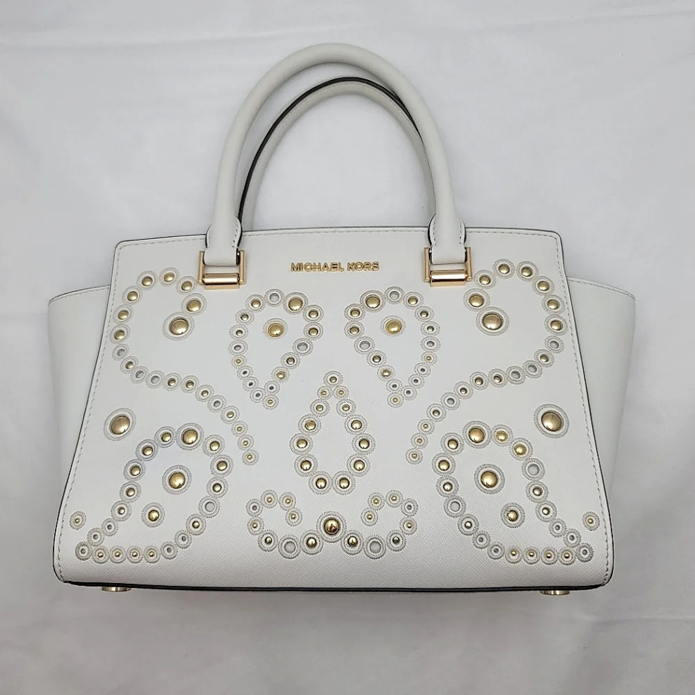 *FINAL PRICE* Michael Kors Studded Selma Medium Top Zip Leather Satchel - Picture 10 of 15